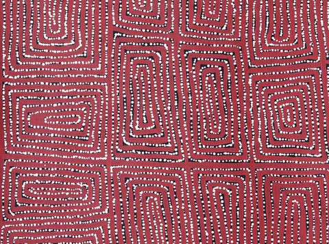 Thomas Tjapaltjarri TTT406 Men's Business 121cm x 91cm original Australian Aboriginal artwork at Tingari Arts detail view