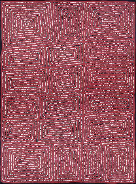 Thomas Tjapaltjarri TTT406 Men's Business 121cm x 91cm original Australian Aboriginal artwork at Tingari Arts vertical view 001