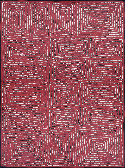 Thomas Tjapaltjarri TTT406 Men's Business 121cm x 91cm original Australian Aboriginal artwork at Tingari Arts vertical view 002