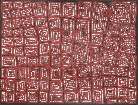 Thomas Tamayinya Tjapaltjarri TTT701 Tingari 121cm x 91cm original Australian Aboriginal artwork at Tingari Arts horizontal view 001