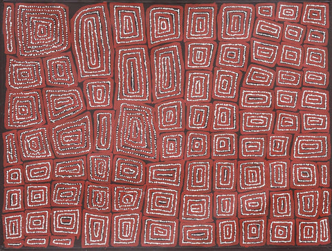 Thomas Tamayinya Tjapaltjarri TTT701 Tingari 121cm x 91cm original Australian Aboriginal artwork at Tingari Arts horizontal view 001
