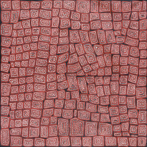 Thomas Tamayinya Tjapaltjarri TTT705 Tingari Cycle 153cm x 153cm original Australian Aboriginal artwork at Tingari Arts view 001