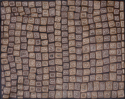 Thomas Tjapaltjarri TTT802 Tingari Cycle 153cm x 121cm original Australian Aboriginal artwork at Tingari Arts horizontal view 002