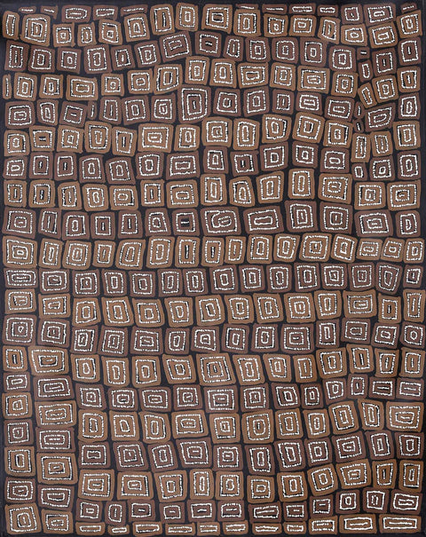 Thomas Tjapaltjarri TTT802 Tingari Cycle 153cm x 121cm original Australian Aboriginal artwork at Tingari Arts vertical view 001