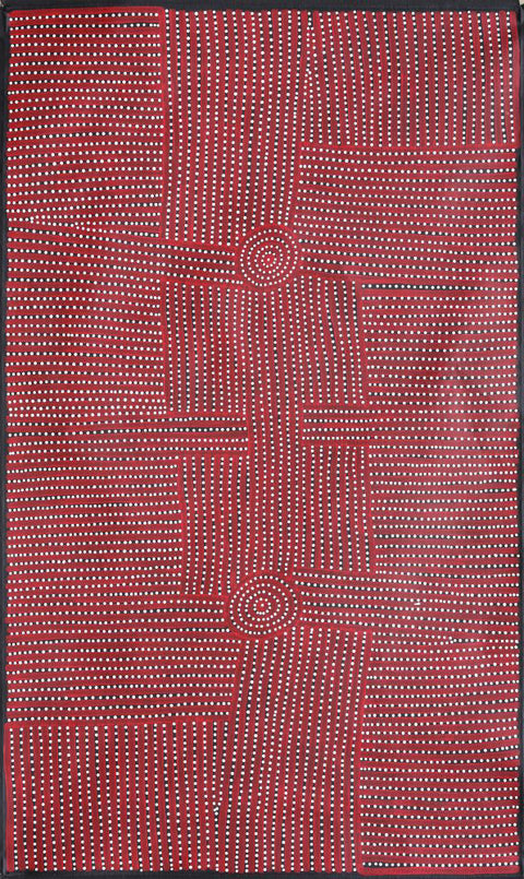 Walala Tjapaltjarri TWT 1012-7 Tingari Cycle 153cm x 91cm original Australian Aboriginal artwork at Tingari Arts vertical view