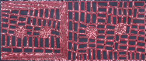 Walala Tjapaltjarri TWT905 Tingari Cycle 153cm x 61cm original Australian Aboriginal artwork at Tingari Arts horizontal view 002