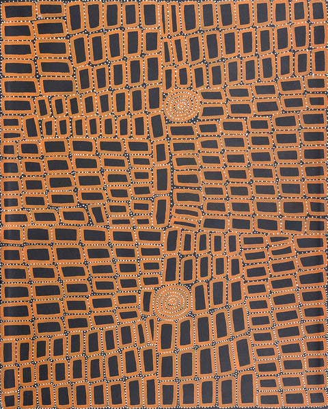 Walala Tjapaltjarri TWT1008 Tingari Cycle 153cm x 121cm original Australian Aboriginal artwork at Tingari Arts vertical view 002