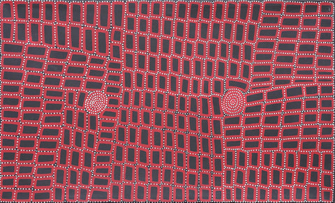 Walala Tjapaltjarri TWT1009-6 Tingari Cycle 153cm x 91cm original Australian Aboriginal artwork at Tingari Arts horizontal view 002