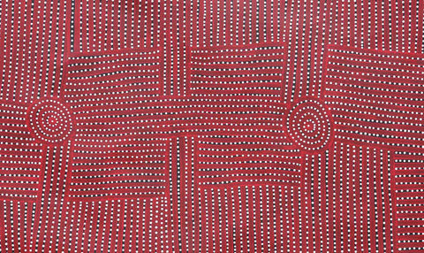 Walala Tjapaltjarri WT1012-7 Tingari Cycle 153cmx91cm original Australian Aboriginal artwork at Tingari Arts detail view
