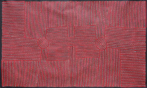 Walala Tjapaltjarri WT1012-7 Tingari Cycle 153cmx91cm original Australian Aboriginal artwork at Tingari Arts horizontal view 001