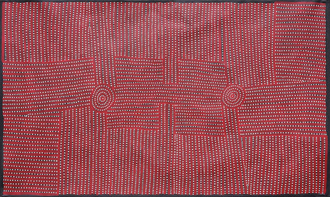Walala Tjapaltjarri WT1012-7 Tingari Cycle 153cmx91cm original Australian Aboriginal artwork at Tingari Arts horizontal view 002