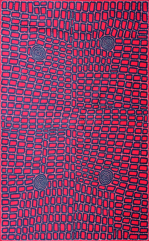Walala Tjapaltjarri TWT1206-5 183cmx121cm original Australian Aboriginal artwork at Tingari Arts vertical view 001