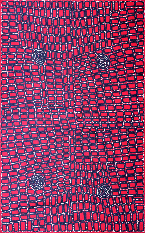 Walala Tjapaltjarri TWT1206-5 183cmx121cm original Australian Aboriginal artwork at Tingari Arts vertical view 002