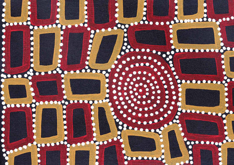 Walala Tjapaltjarri TWT1406-7 Tingari Cycle 51cm x 36cm original Australian Aboriginal artwork at Tingari Arts detail view