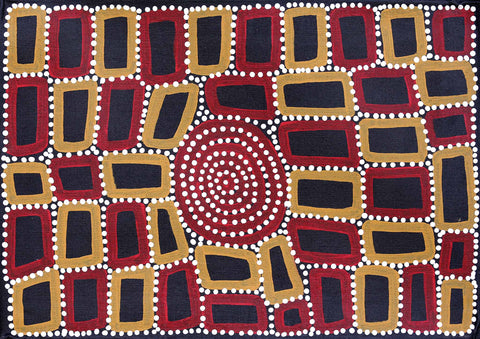 Walala Tjapaltjarri TWT1406-7 Tingari Cycle 51cm x 36cm original Australian Aboriginal artwork at Tingari Arts horizontal view 001