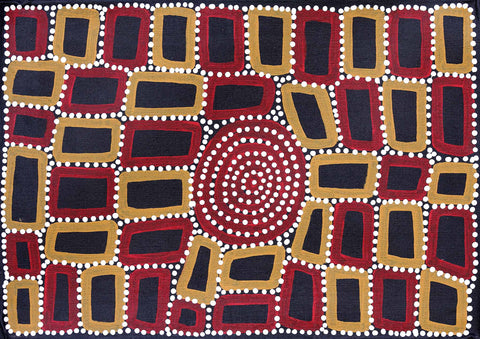 Walala Tjapaltjarri TWT1406-7 Tingari Cycle 51cm x 36cm original Australian Aboriginal artwork at Tingari Arts horizontal view 002