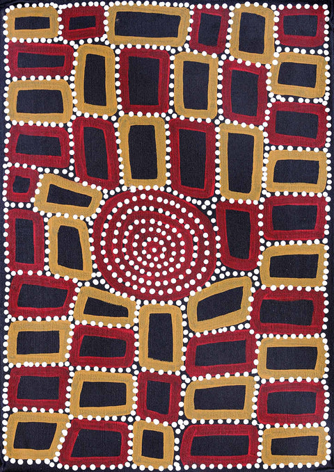 Walala Tjapaltjarri TWT1406-7 Tingari Cycle 51cm x 36cm original Australian Aboriginal artwork at Tingari Arts vertical view 001