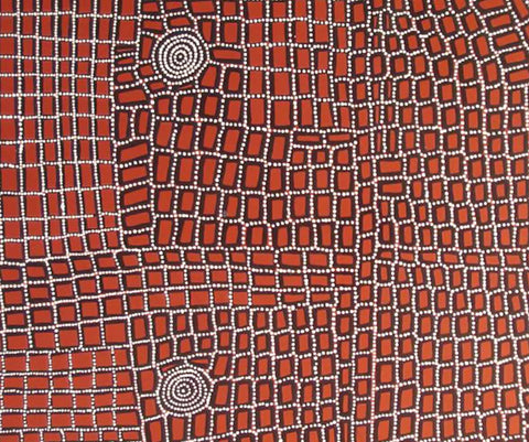 Walala Tjapaltjarri TWT1509-7 Tingari Cycle 183cmx153cm original Australian Aboriginal artwork at Tingari Arts detail view