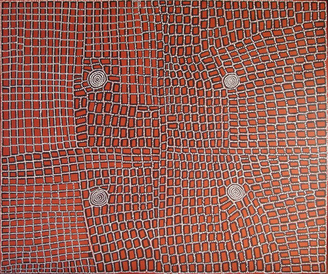 Walala Tjapaltjarri TWT1509-7 Tingari Cycle 183cmx153cm original Australian Aboriginal artwork at Tingari Arts horizontal view 001