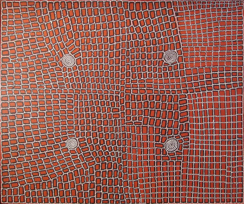 Walala Tjapaltjarri TWT1509-7 Tingari Cycle 183cmx153cm original Australian Aboriginal artwork at Tingari Arts horizontal view 002