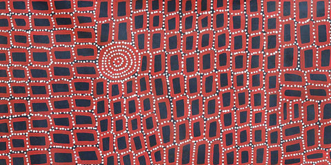 Walala Tjapaltjarri TWT1603-5 Tingari Cycle 183cm x 91cm original Australian Aboriginal artwork at Tingari Arts detail view