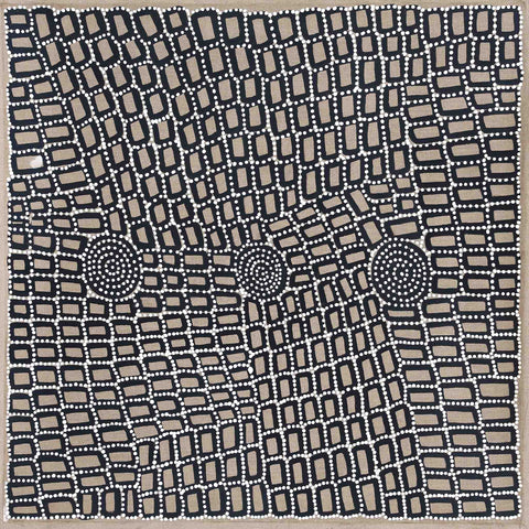 Walala Tjapaltjarri TWT1702-10 Tingari Cycle 91cm x 91cm original Australian Aboriginal artwork at Tingari Arts horizontal view 002
