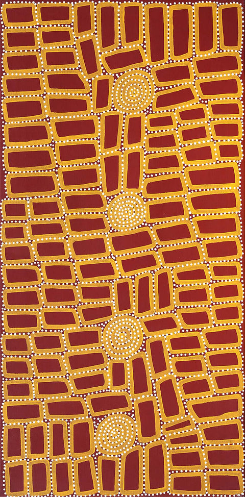 Walala Tjapaltjarri TWT827 original Australian Aboriginal artwork at Tingari Arts vertical view