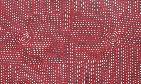 Walala Tjapaltjarri TWT 1012-7 Tingari Cycle 153cm x 91cm original Australian Aboriginal artwork at Tingari Arts detail view