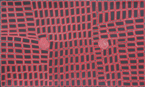 Walala Tjapaltjarri TWT1009-6 Tingari Cycle 153cm x 91cm original Australian Aboriginal artwork at Tingari Arts horizontal view