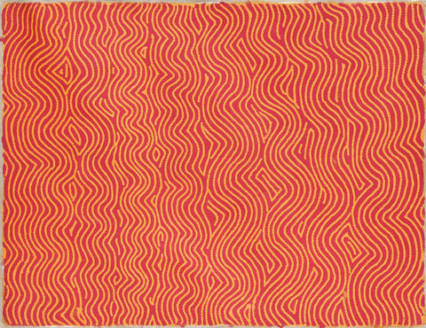 Warlimpirrnga Tjapaltjarri TWAT402 Tingari Cycle 121cm x 91cm original Australian Aboriginal artwork at Tingari Arts horizontal view
