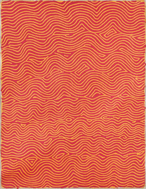 Warlimpirrnga Tjapaltjarri TWAT402 Tingari Cycle 121cm x 91cm original Australian Aboriginal artwork at Tingari Arts vertical view