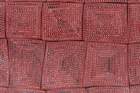 Warlimpirrnga Tjapaltjarri TWAT605 Tingari Cycle 183cmx153cm original Australian Aboriginal artwork at Tingari Arts detail view
