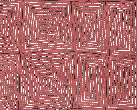 Warlimpirrnga Tjapaltjarri TWAT801 Lake Mackay (WA) 153cmx121cm original Australian Aboriginal artwork at Tingari Arts detail view