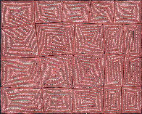 Warlimpirrnga Tjapaltjarri TWAT801 Lake Mackay (WA) 153cmx121cm original Australian Aboriginal artwork at Tingari Arts horizontal view