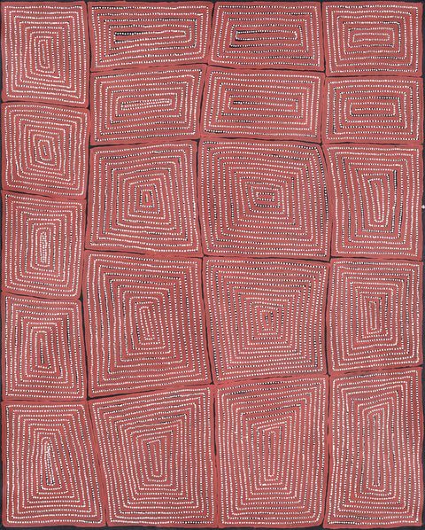 Warlimpirrnga Tjapaltjarri TWAT801 Lake Mackay (WA) 153cmx121cm original Australian Aboriginal artwork at Tingari Arts vertical view