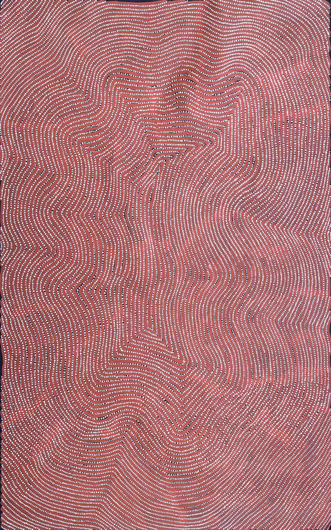 Warlimpirrnga Tjapaltjarri Lake Mackay TWAT804 Lake Mackay, Marua (WA) 183cm x 122cm original Australian Aboriginal artwork at Tingari vertical view