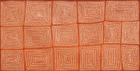Warlimpirrnga Tjapaltjarri Lake Mackay Marua TWAT808 121cm x 61cm original Australian Aboriginal artwork at Tingari Arts horizontal view